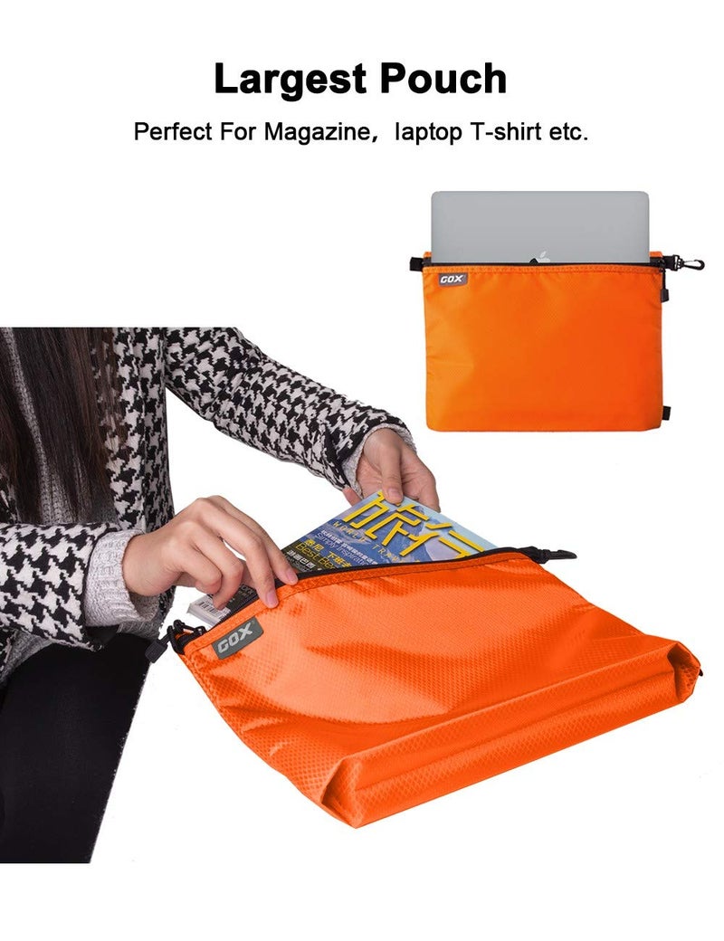 GOX 3 Pack Travel Toiletry Bag for Men Carry On Packing Organizer Zipper Pouch Portable Cosmetic Pouch Accessory Document Electronics (Orange) - Image 2